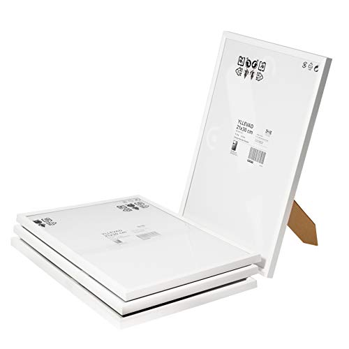 Ikea - YLLEVAD - Juego de 4 marcos de fotos ligeros (21 x 30 cm, plástico y cartón, tamaño A4), color blanco