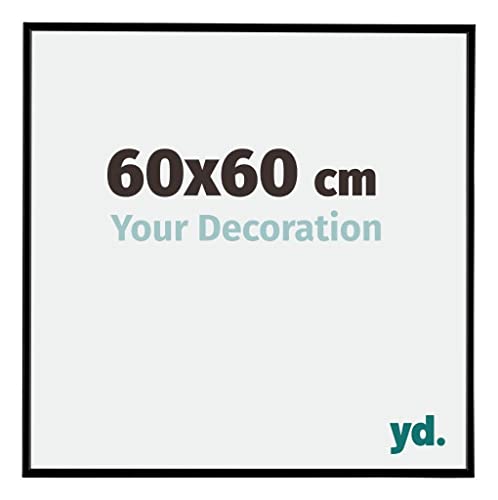 yd. Your Decoration - Marcos de fotos 60x60 cm - Marco de pared de plástico con plexiglás - Antirreflectante - Magnifica calidad - Negro Mate - Evry