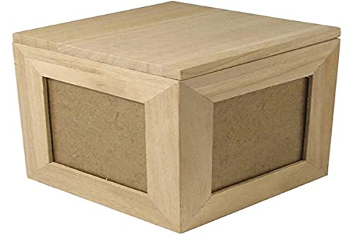 Rayher 62266000 - Caja de madera con huecos para fotos (madera FSC, 12 x 12 x 12 cm)