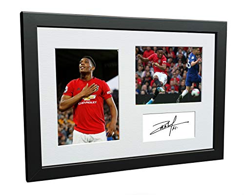 Marco de fotos firmado por Anthony Martial Manchester United de 30,5 x 20,3 cm, tamaÃ±o A4, pÃ³ster de fÃºtbol