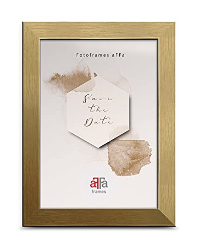 aFFa frames, Hekla - Marco de fotos (15 x 20 cm, tablero de fibra de densidad media, fÃ¡cil de limpiar, rectangular, con parte frontal de cristal acrÃ­lico, color dorado