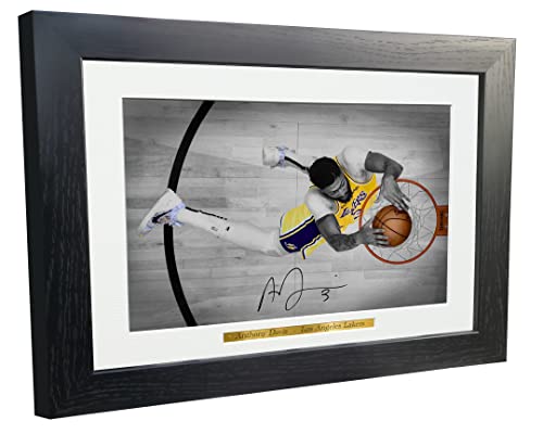 Anthony Davis Slam Dunk LA Lakers Los Angeles - Marco de fotos firmado con autÃ³grafo, tamaÃ±o A4, 12 x 8 pulgadas, pÃ³ster de baloncesto