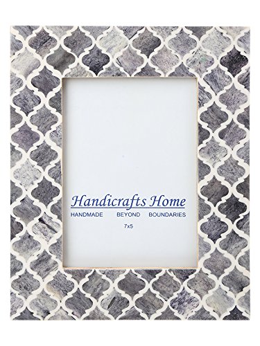 Handicrafts Home Marco de fotos de 10 x 15 cm, diseño de mosaico marroquí, color gris y blanco Nuevo Años Regalo
