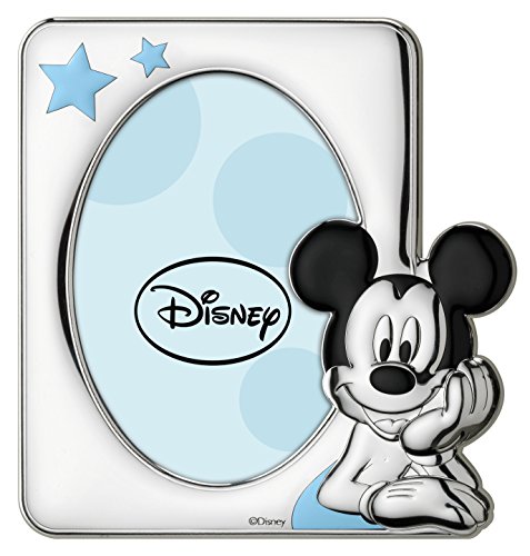 Disney Baby â€“ Mickey Mouse â€“ Marco de fotos de plata de mesa o mesita de noche para la habitaciÃ³n de la niÃ±a con detalles de colores